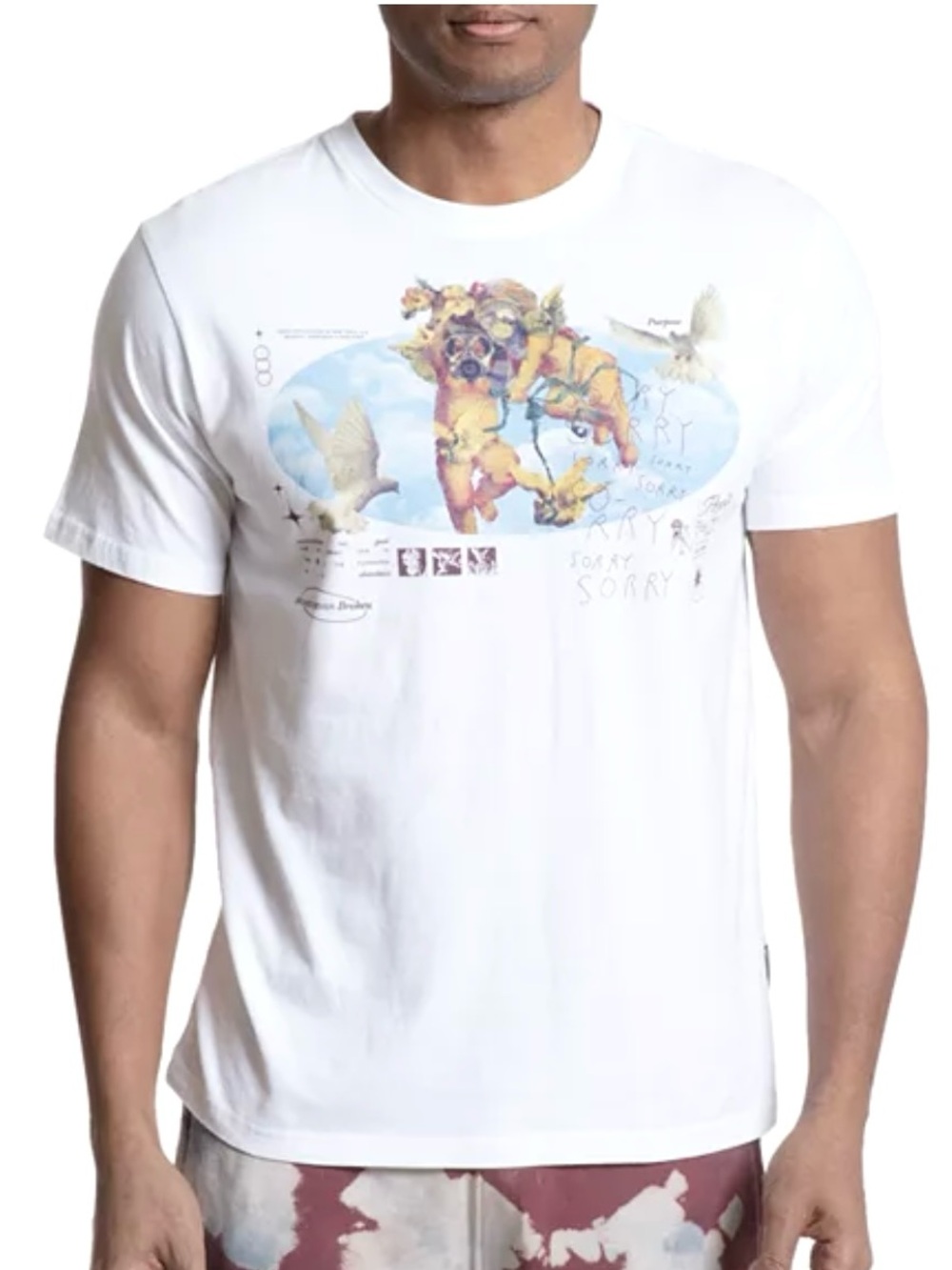 PRPS Aurella Cotton Crewneck Short Sleeve Graphic Tee in White Large